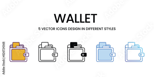 Wallet vector icons set stock illustration