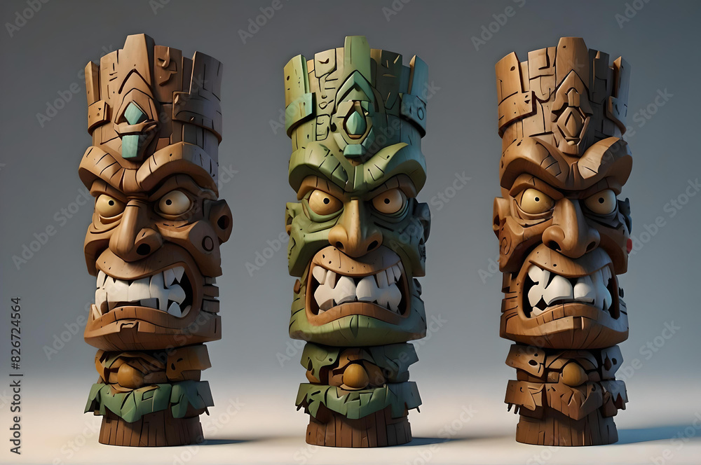 Tiki Totem Pole Characters Tiki Totem Pole Characters