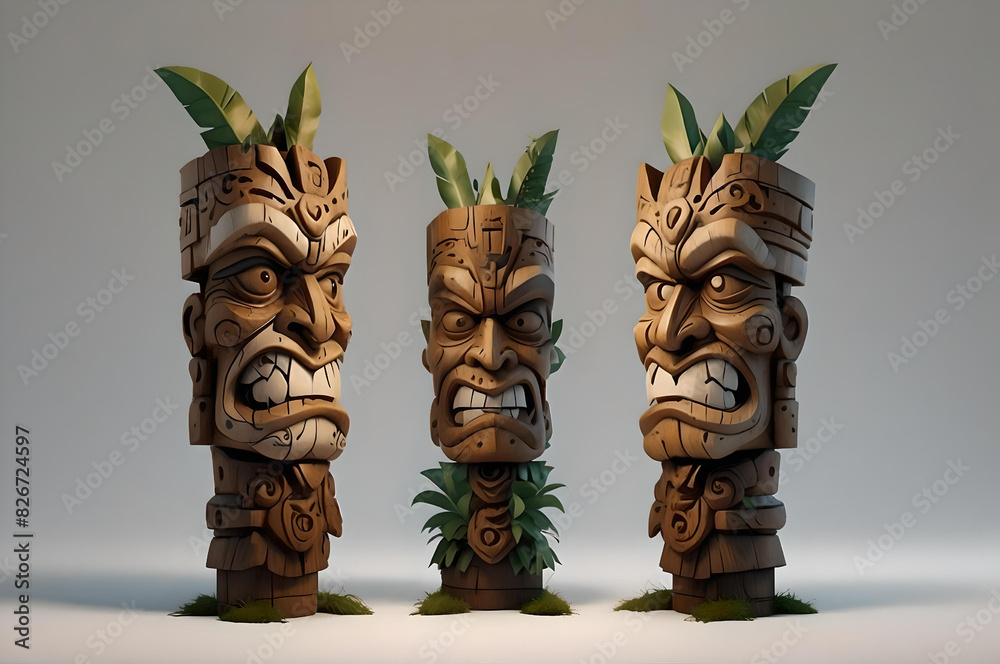 Tiki Totem Pole Characters Tiki Totem Pole Characters