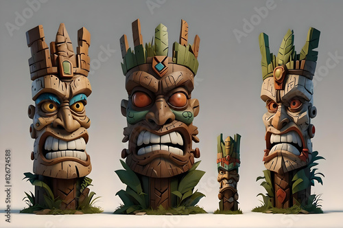 Tiki Totem Pole Characters photo