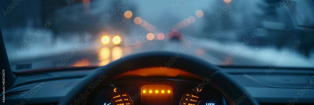 Futuristic Car Dashboard and City Night Drive Futuristic Car Dashboard and City Night Drive