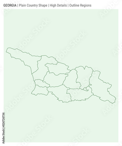 Georgia plain country map. High Details. Outline Regions style. Shape of Georgia. Vector illustration.