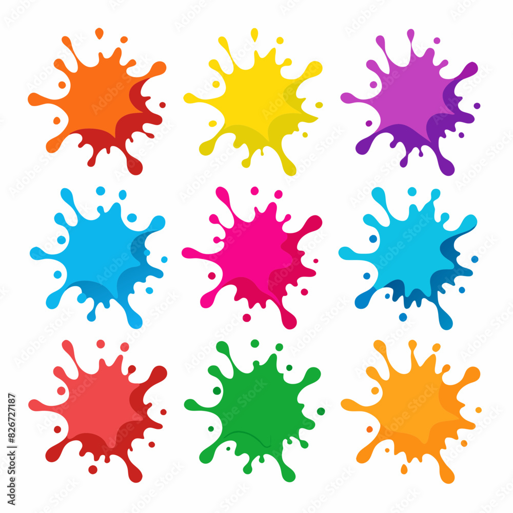set of Multicolor powder explosion on White background set of Multicolor powder explosion on White background