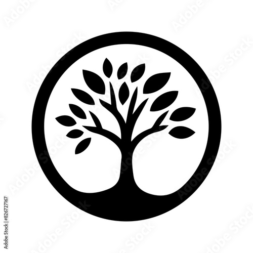 Tree logo, isolated on white. Minimalist natural icon, symbolizing growth, nature, and sustainability. Perfect for eco-friendly brands, organic products, and environmental initiatives.