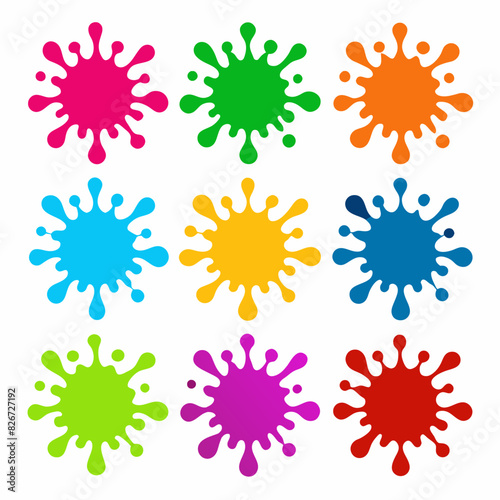 set of Multicolor powder explosion on White background 