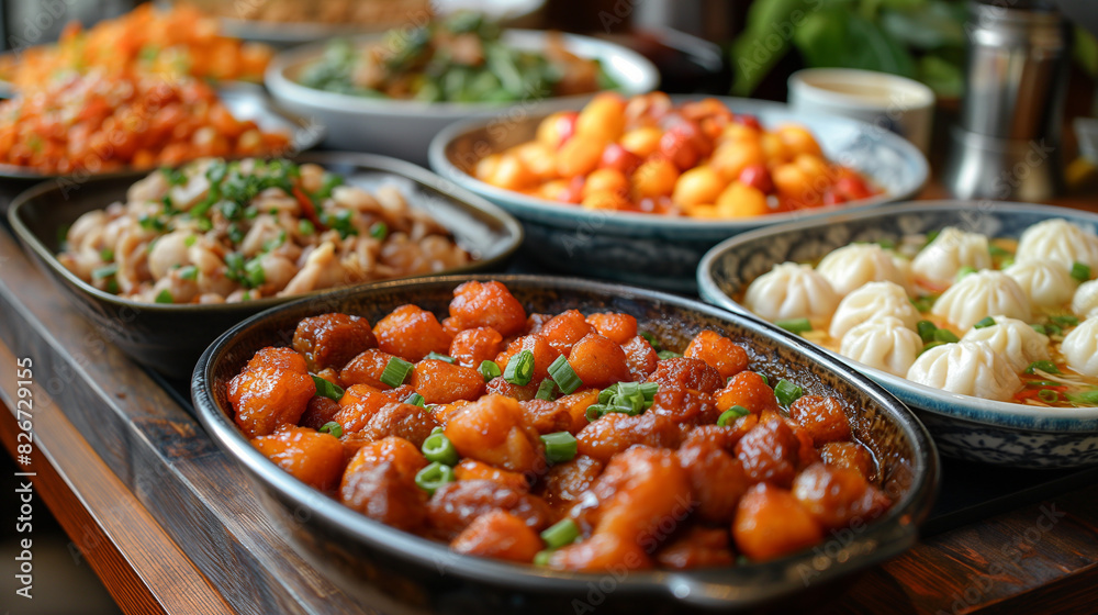 traditional Cantonese yum-cha Asian gourmet cuisine meal food dish on the white serving plate on the table traditional Cantonese yum-cha Asian gourmet cuisine meal food dish on the white serving plate on the table