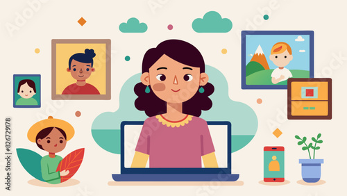 An online exhibition showcasing a variety of traditional and digital art forms curated entirely by kids.. Vector illustration