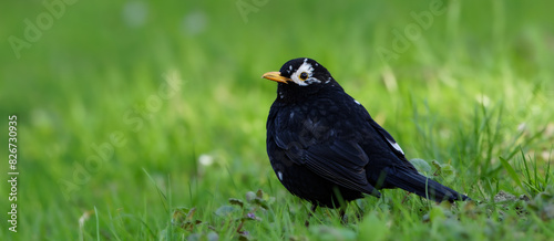 blackbird on a grass