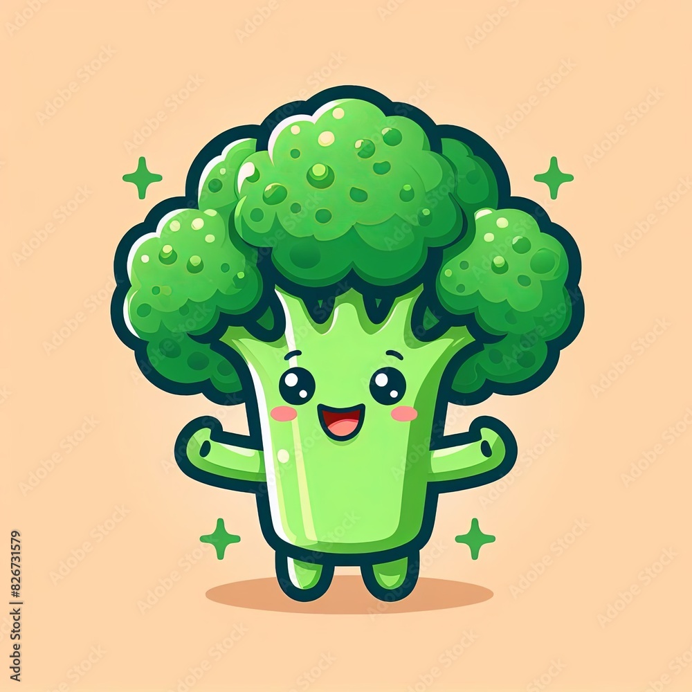 cute broccoli mascot cartoon vector icon illustration food holiday icon isolated flat Generative AI cute broccoli mascot cartoon vector icon illustration food holiday icon isolated flat Generative AI