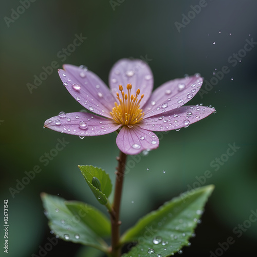 A tiny flower with water drops