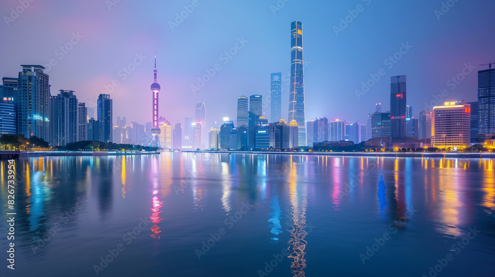 Fototapeta premium Guangzhou City Skyline: Urban Landscape Views