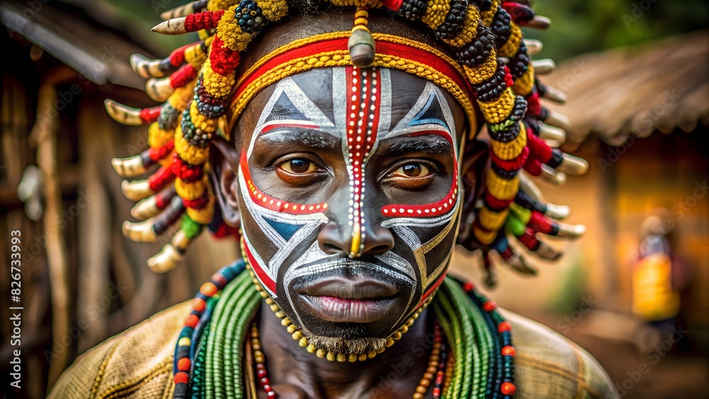 african tribe man with traditional mask on his face african tribe man with traditional mask on his face