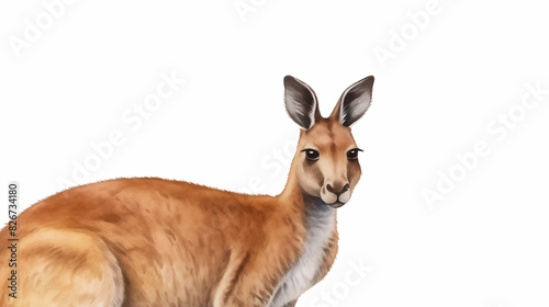 water color illustration of a kangaroo side view on white background