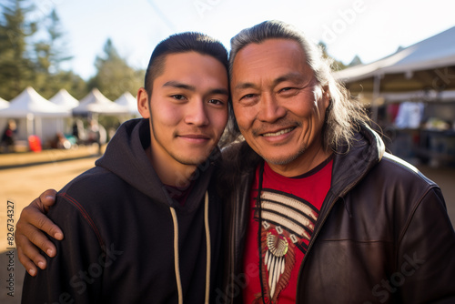 Family Bond: Authentic Father and Son Portrait at Outdoor Event 