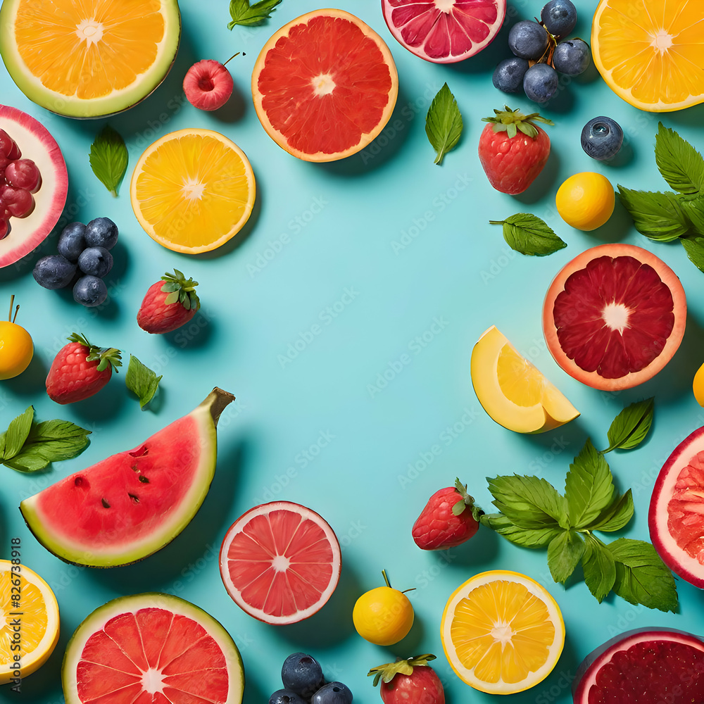 Fruits frame and blank for placing products