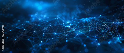 Fototapeta Naklejka Na Ścianę i Meble -  Abstract futuristic - technology with polygonal shapes on dark blue background. Design digital technology concept. 3d illustration.