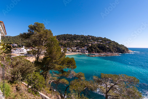 Beautiful coastal cliff landscape in Costa Brava, Catalonia, Mediterranean Sea photo