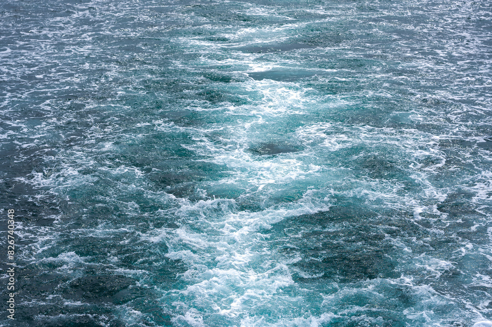 Fototapeta premium Blue turquoise sea water background. Aerial view