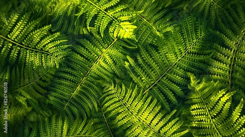 Close Up Image of Exotic Fern Fronds Showcasing Detailed Vein Textures and Vibrant Green Tones