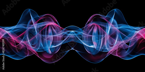 Kopfhörer mit bunten Rauch Wellenformen als Hintergrund Motiv Design photo