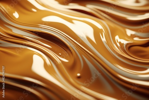 Smooth Swirling Caramel Texture in Close-Up. Generative AI