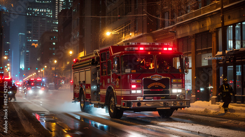 Chicago Fire Department Engine Responds to Emergency Call
