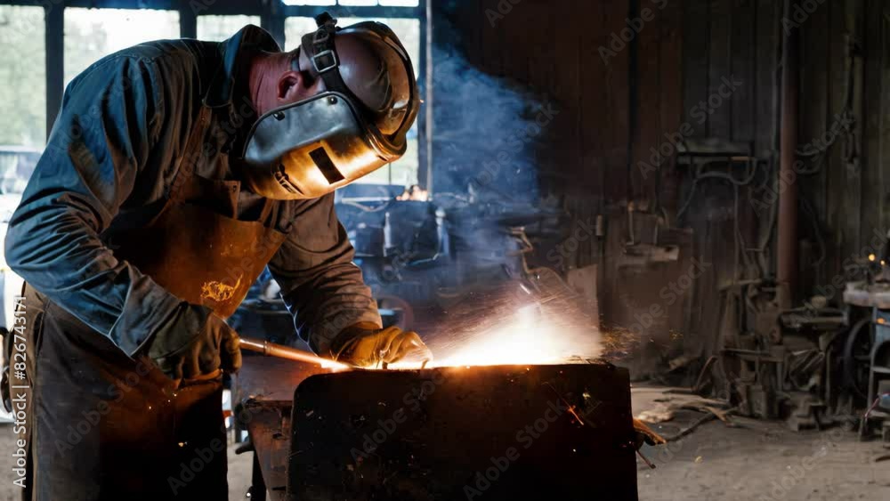 Welder Working on Metal Fabrication Welder Working on Metal Fabrication