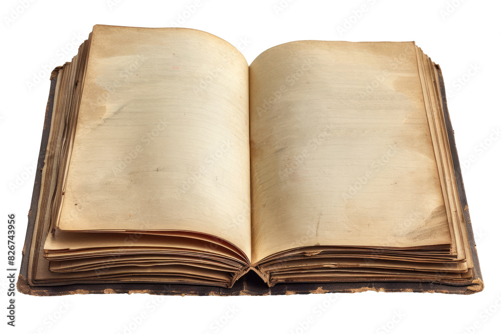 Pages png sketchbook mockup on transparent background, open empty book