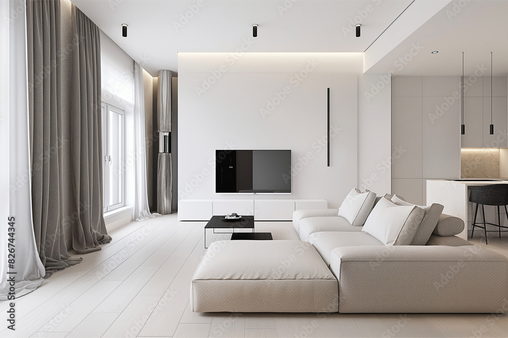 The interior of the house with a minimalist and modern design The interior of the house with a minimalist and modern design