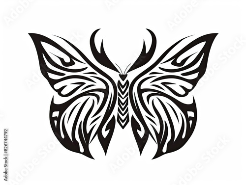 Intricate Butterfly Tribal Tattoo: High-Resolution Vector Design for Professional T-Shirt Logo