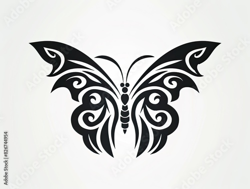 Intricate Butterfly Tribal Tattoo: High-Resolution Vector Design for Professional T-Shirt Logo