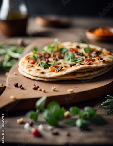 delicious traditional flatbread, copy space for text 
