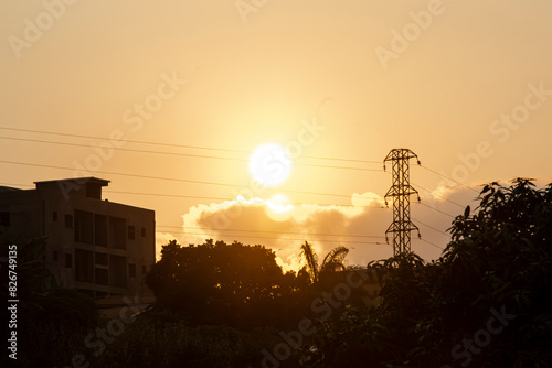 sunset over the city