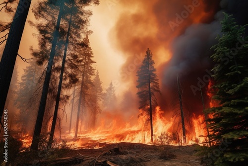 big fire in the forest photo