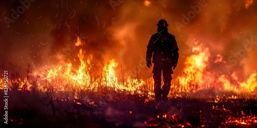 Man with pyromania intentionally sets fires due to mental disorder causing criminal damage. Concept Mental Health, Pyromania, Criminal Behavior, Fire Setting, Arson photo