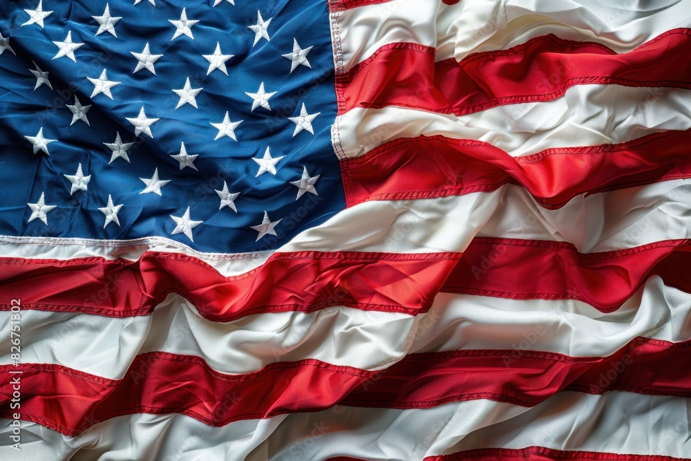 Textured American flag in dynamic waves. Patriotic and national pride concept. Design for poster, banner, and greeting card. Textured American flag in dynamic waves. Patriotic and national pride concept. Design for poster, banner, and greeting card.