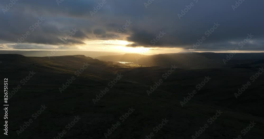 Crepuscular rays over Yorkshire mountains Crepuscular rays over Yorkshire mountains