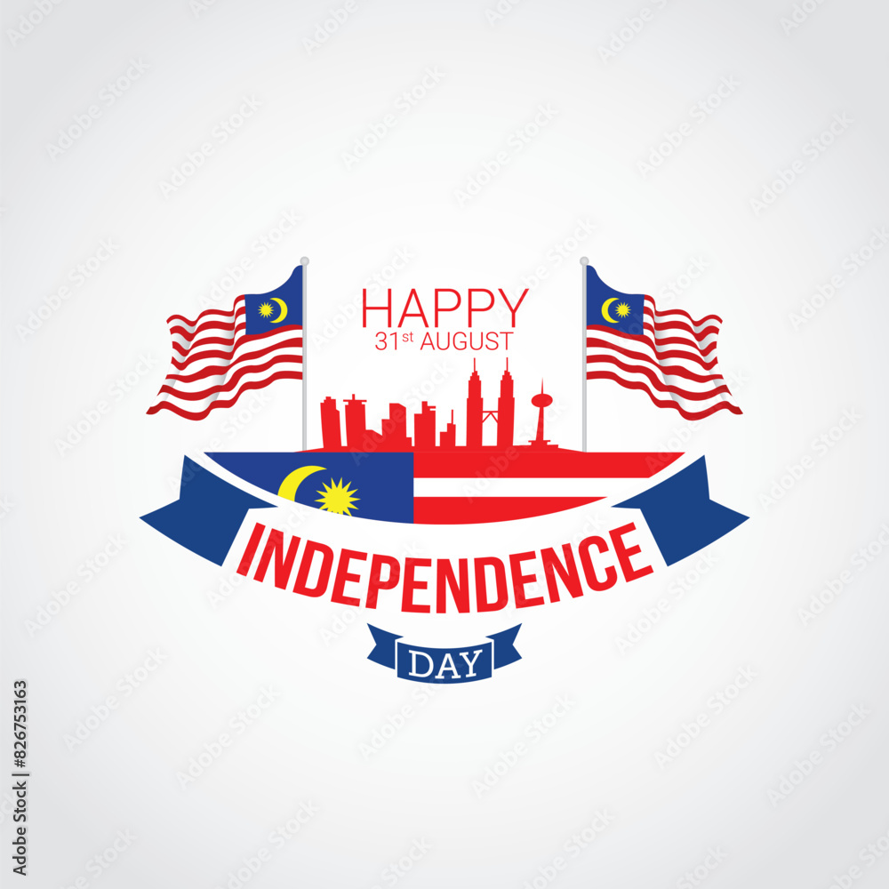 Malaysia Independence day vector illustration. Malaysia Independence day themes design concept with flat style vector illustration. Suitable for greeting card, poster and banner.