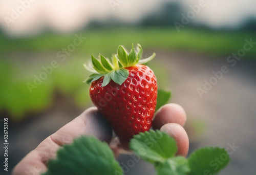 freshly picked organic strawberry from the field at the kitchen desk  above view 
