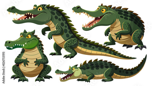 Crocodile Vector Set, In Different Poses Like Sitting And Standing, Collection Of Crocodile, Water Animal Vector   © theartcreator