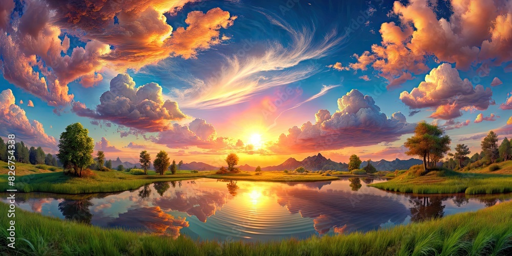 Magnificent Sunset Over a Reflective Lake Magnificent Sunset Over a Reflective Lake