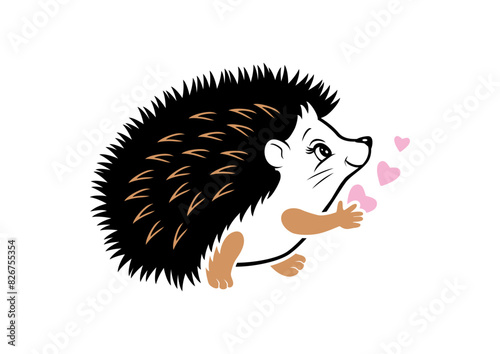 Cute hedgehog with hearts for cutting
