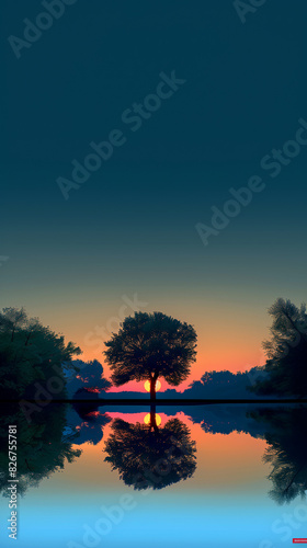 Obraz na płótnie lago, tramonto, acqua, paesaggio, cielo, alba, natura, fiume, sole, mattina, alberi, bella, nube, sera, alberi, alba, nube, crepuscolo, azzurro, calmo, estate, annebbiare, arance, bellezza w salonie