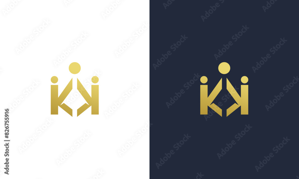 letter K crown abstract gold color logo design vector letter K crown abstract gold color logo design vector