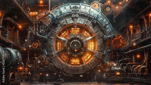 surreal fantasy techno landscape, crazy steampunk industry background
