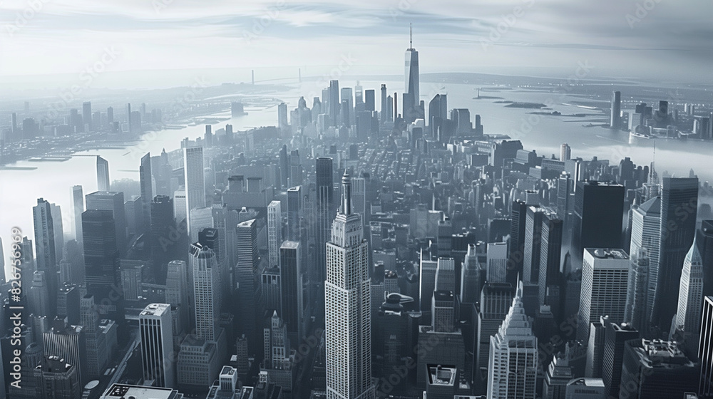 cittá, skyline, costruzione, grattacieli, new york, veduta, distanza, urbana, costruzione, manhattan, centro, architettura, business, aerea, cielo, asia, grattacieli, nuovo, america, cina, panorama, y
