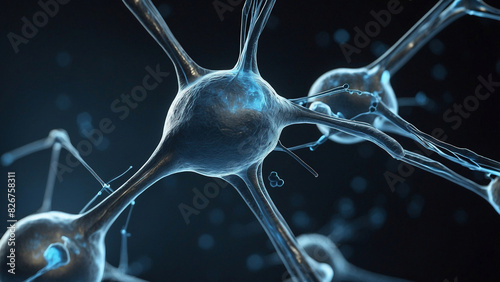 animation 3D illustration of a neuron, brain cell, brain cell, neurons
