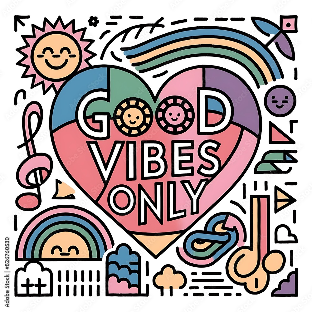 Fototapeta premium Good Vibes Only (Motivational Quotes- Illustration-typography)
