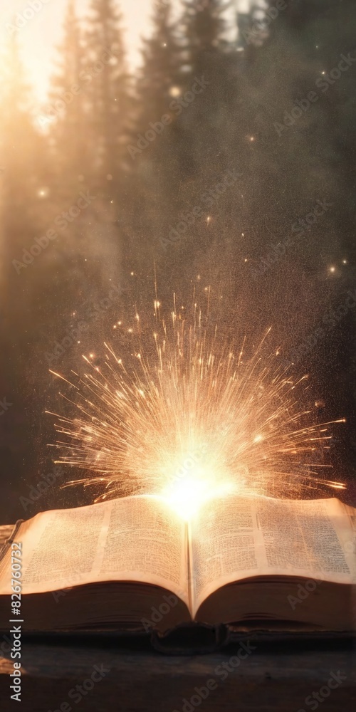 Light coming out of open book pages. Learning, education, knowledge and religion concept. Light coming out of open book pages. Learning, education, knowledge and religion concept.