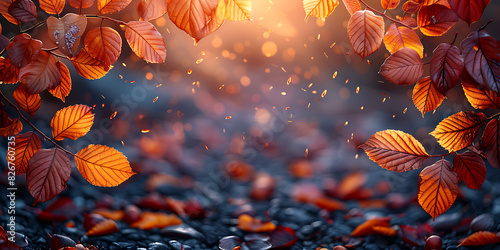 Autumn Leaves Filling Canvas - Captivating Seasonal Transition photo